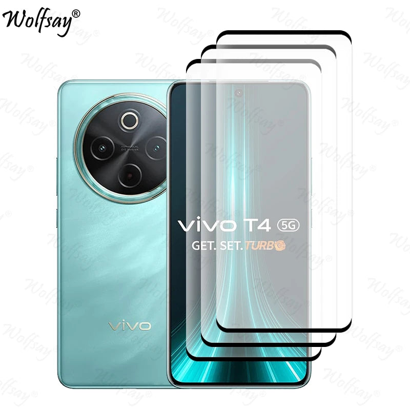 Full Cover Tempered Glass For Vivo T4 5G Screen Protector For Vivo T4 5G Camera Lens Film Glass For Vivo T4 5G Glass 6.77 inch AE 3 Front Glass For Vivo T4 5G Tidesmit