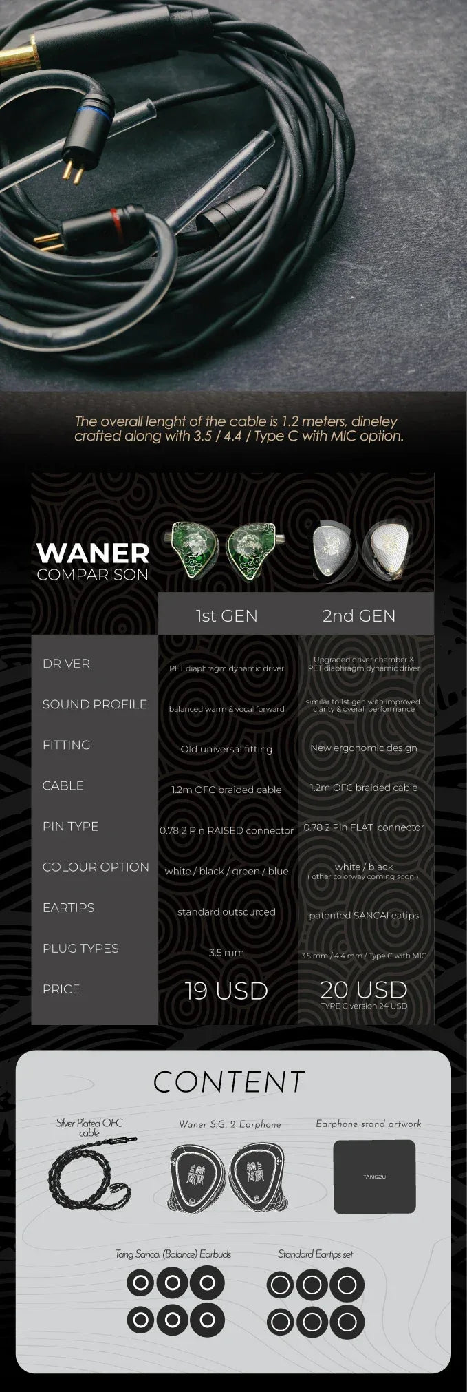TANGZU Wan'er SG Hi-Fi In-Ear Wired Headphones by Tidesmit - 10mm Driver Tidesmit
