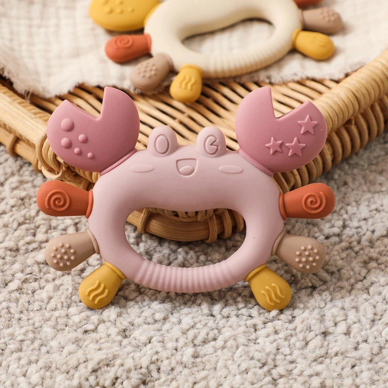 Silicone Baby Teether Baby Toys 0 to 12 Months BPA Free Chewing Teething Toys Crab Multicolor Teether Reborn Silicone Toys Gift