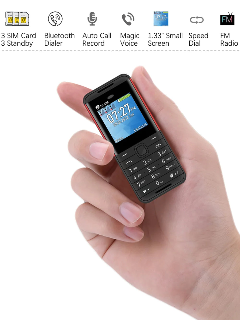 SERVO BM5310 Small Cell Phone 3 SIM Card 1.3" Screen Mini Mobile Phones Auto Call recorder Bluetooth dial Speed dial Cellphones