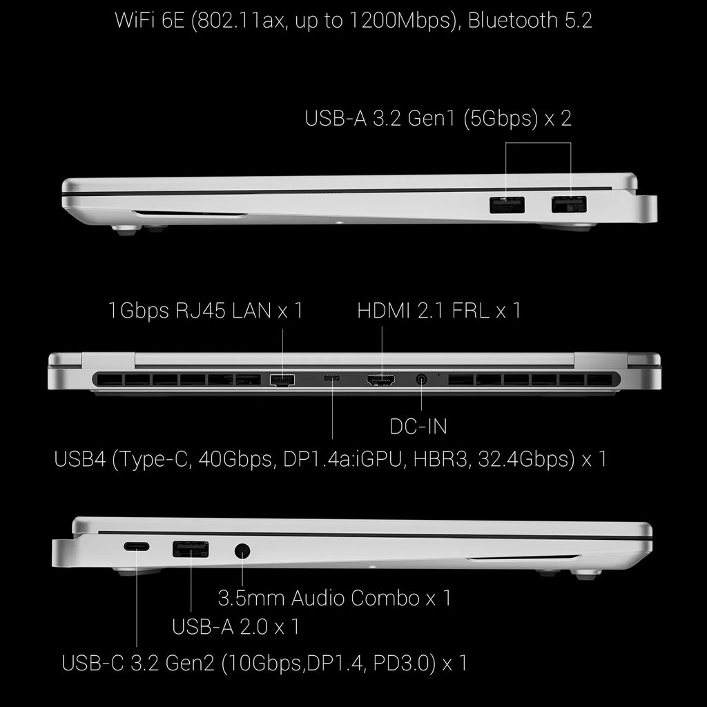 MECHREVO Forza 14X Pro 14" Laptop AMD Ryzen 7 H255 LPDDR5X 32GB RAM PCIe4 1TB SSD WiFi6 BT5.2 2.8K 120Hz Windows11 Computer