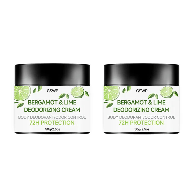 Tidesmit GSWP Bergamot & Lime Deodorant Cream for 72-hour all-over body odor control, 50g and 100g sizes