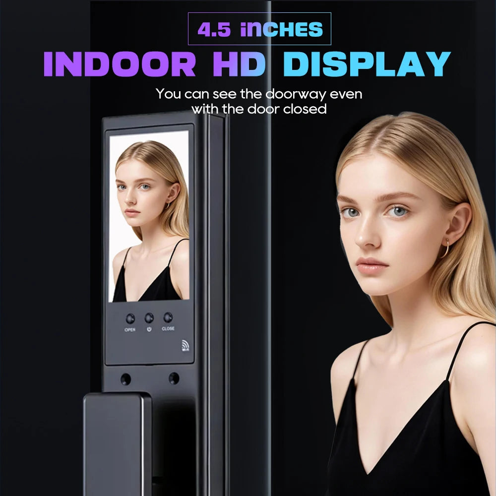 Tuya APP 3D Face Recognition Unlock Digital Door Lock With Camera FIngerprint Password Unlock Keyless Electronic Door Lock