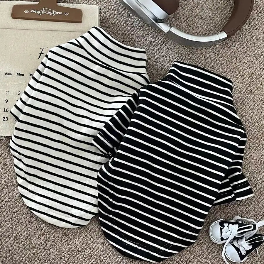 Cozy striped thermal shirts for small dog breeds. Warm autumn winter pet sweaters for Maltese, Yorkie, and Bichon.