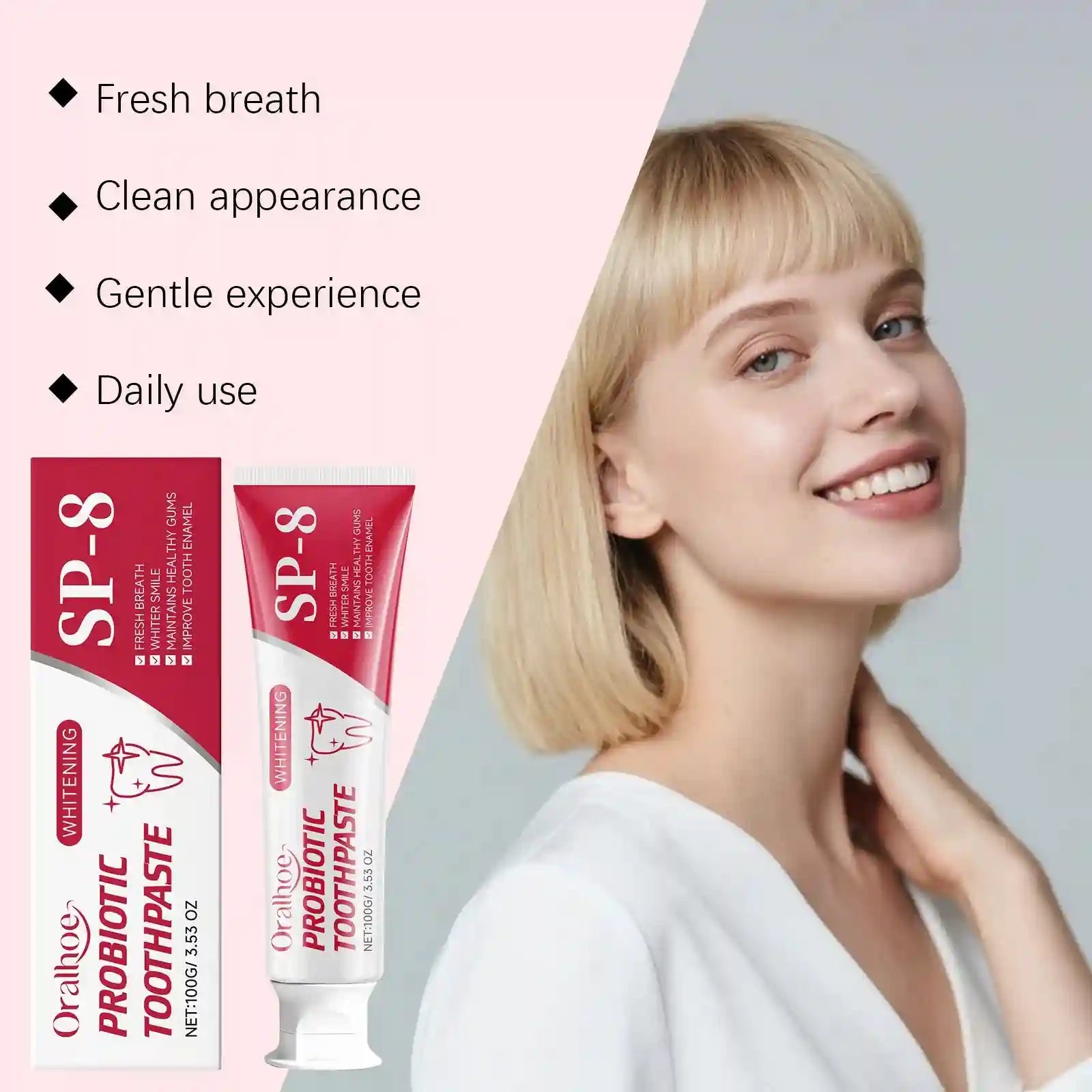 Tidesmit probiotic teeth whitening toothpaste for enamel brightening and sensitive gum protection