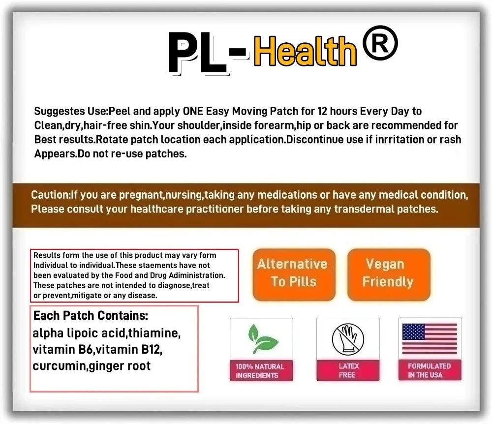 Tidesmit Nerve Support Transdermal Patches with Alpha Lipoic Acid, Curcumin, B6 & B12 for Neurological Health.