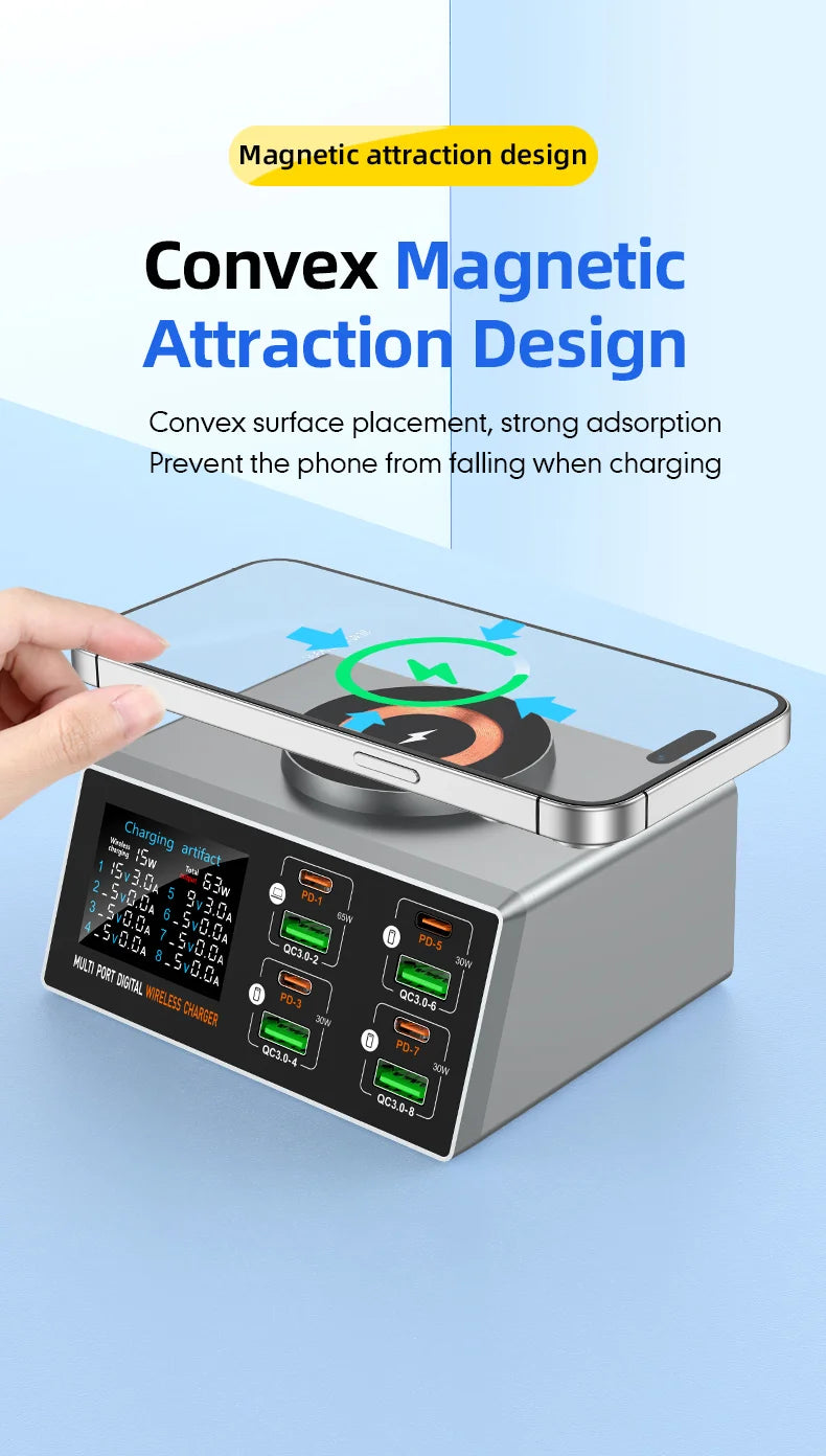 140W 8-Port USB Fast Charging Station - Multi-Device Desktop Power Hub Tidesmit