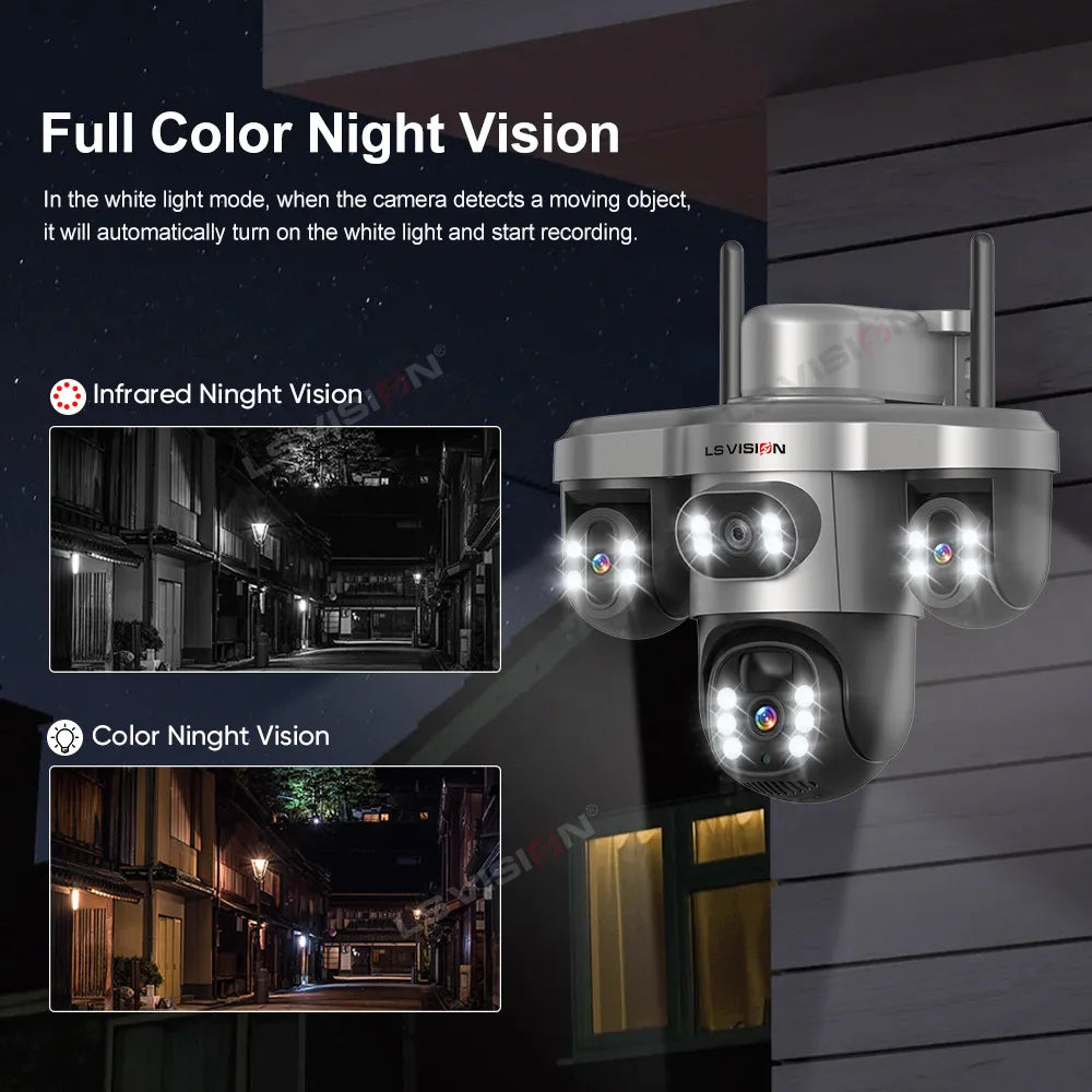 LS VISION 15MP 4G Wifi Solar Camera 3-Screen 10X Zoom PTZ 360°Rotatable PIR Human Detect CCTV Security Video IP Camara V380 Pro