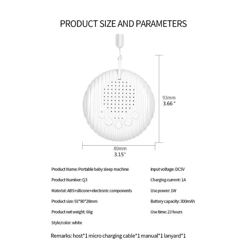 J15U White Noise Machine with 10 Natural Sounds Timed Shutdown Baby Care Sleeping Aid Therapy Device Relaxing Soothing