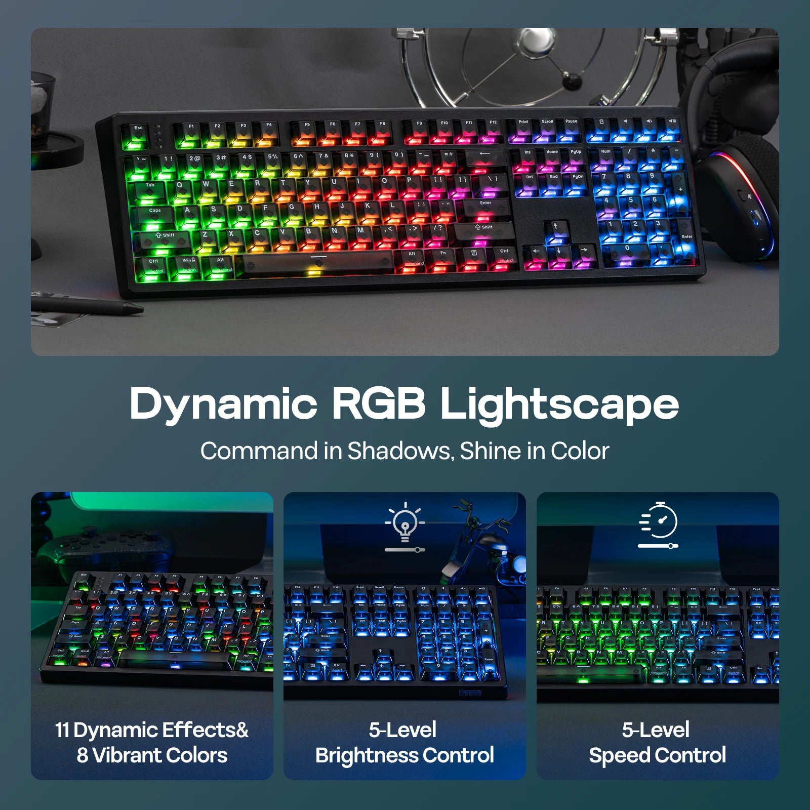 EPOMAKER HE108 100% ANSI US QWERTY Layout Wired/BT/2.4Ghz Wireless Hall Effect Mechanical Keyboard with SOCD/DKS & Rapid Trigger