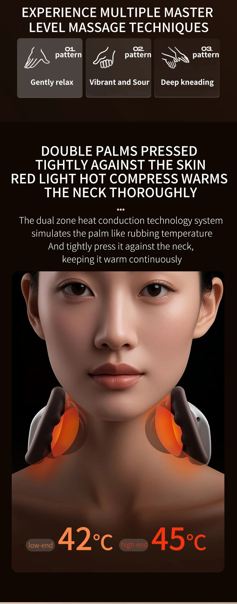Portable Neck Massager: Deep Tissue Muscle Relief with Heat Therapy Massage Cushion Tidesmit