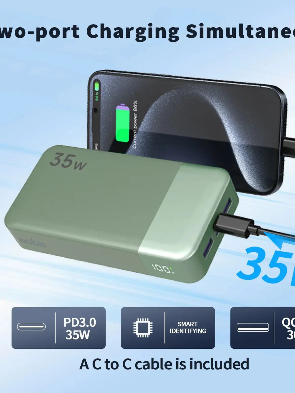Portable Charger 20000mAh 35W PD Fast Charging Power Bank by Tidesmit Tidesmit