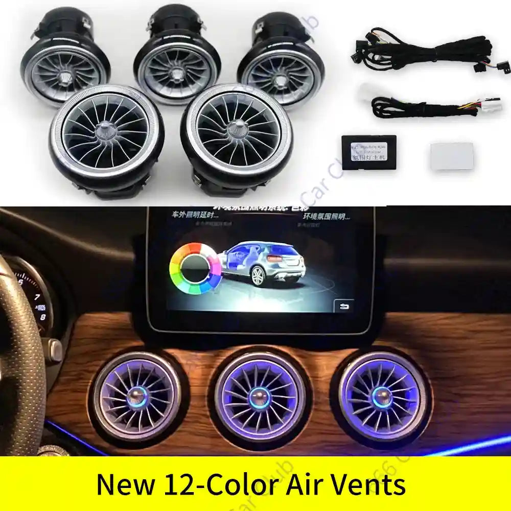 Mercedes-Benz Ambient LED Turbine Vents, 12-Color Interior Lighting Kit EQS 12 Color Vent CN Tidesmit