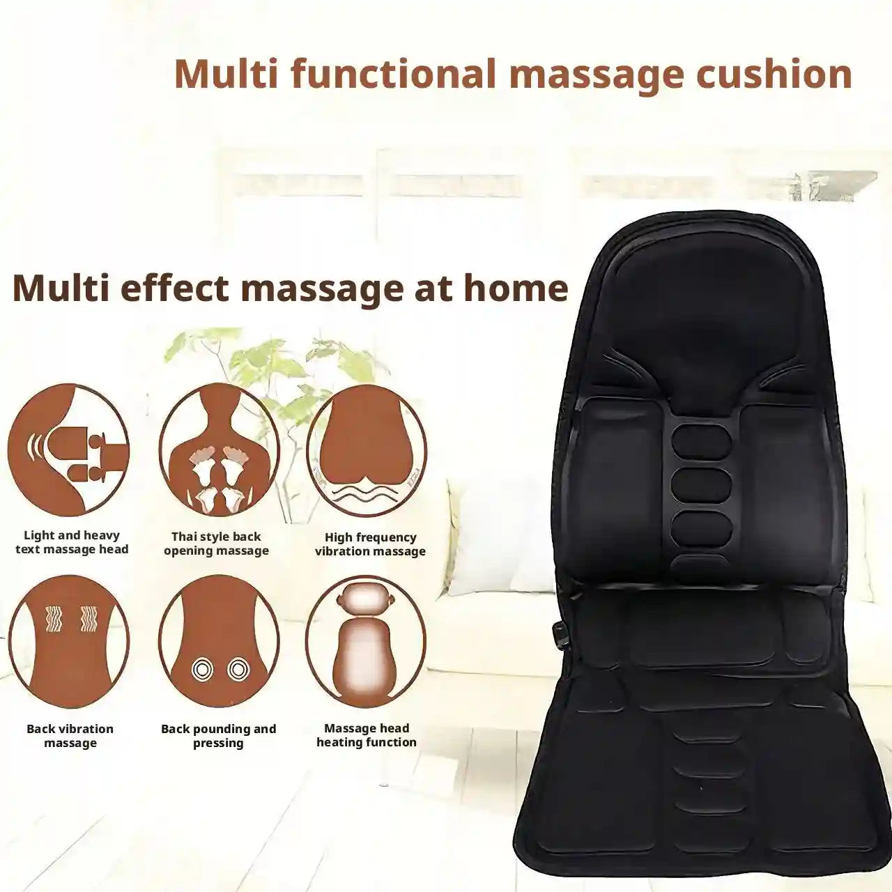 Heated Massage Cushion: Electric Massager for Neck and Back - Black Massage Cushion Tidesmit