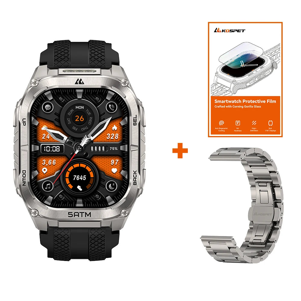 KOSPET TANK M4C Smartwatch for Men Tactical Outdoor Watch with Walkie-Talkie & GPS Military-Grade Durability 5ATM Waterproof