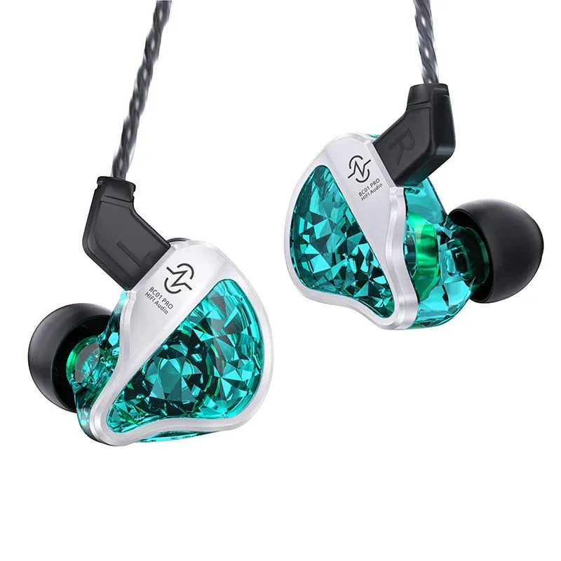 Hybrid Hi-Fi In-Ear Monitors DD&BA Wired Headphones by Tidesmit Green no mic Tidesmit