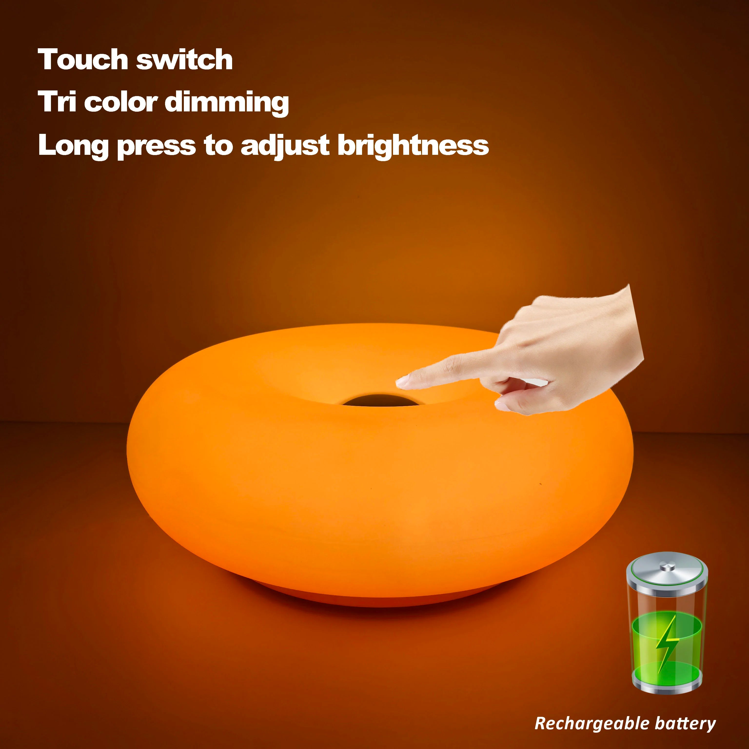 Bauhaus Ring Light: Minimalist Adjustable LED Table Lamp for Content Orange charging Tidesmit