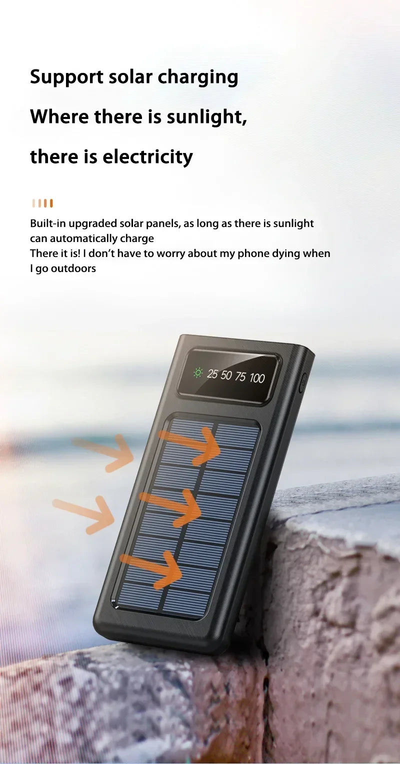 Portable Fast Charging Power Bank 80000mAh - 200000mAh with 4 Cables Tidesmit