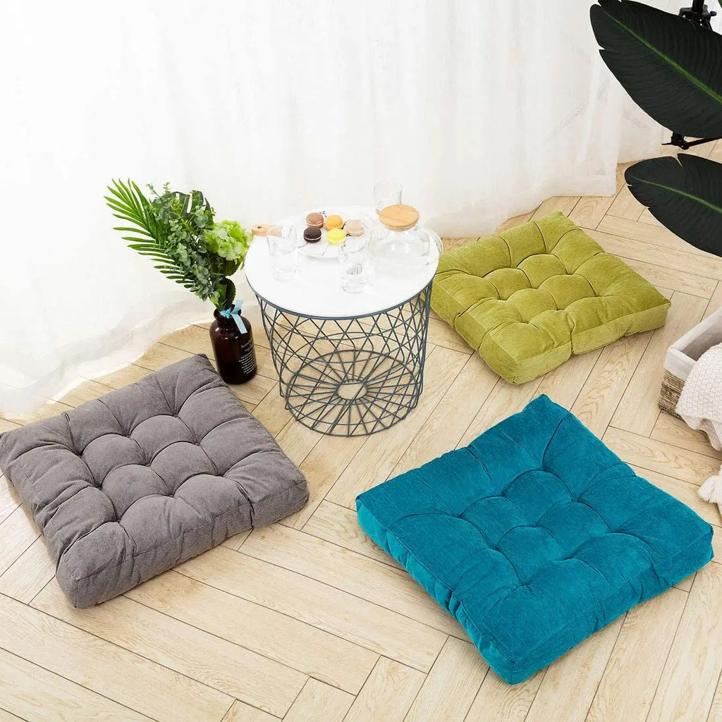 Floor Pillow Square Floor Seating Pillow Cushion Meditation Yoga Seat Kneeling Pillows Thick Tufted Cushions Mat Pad Balcony