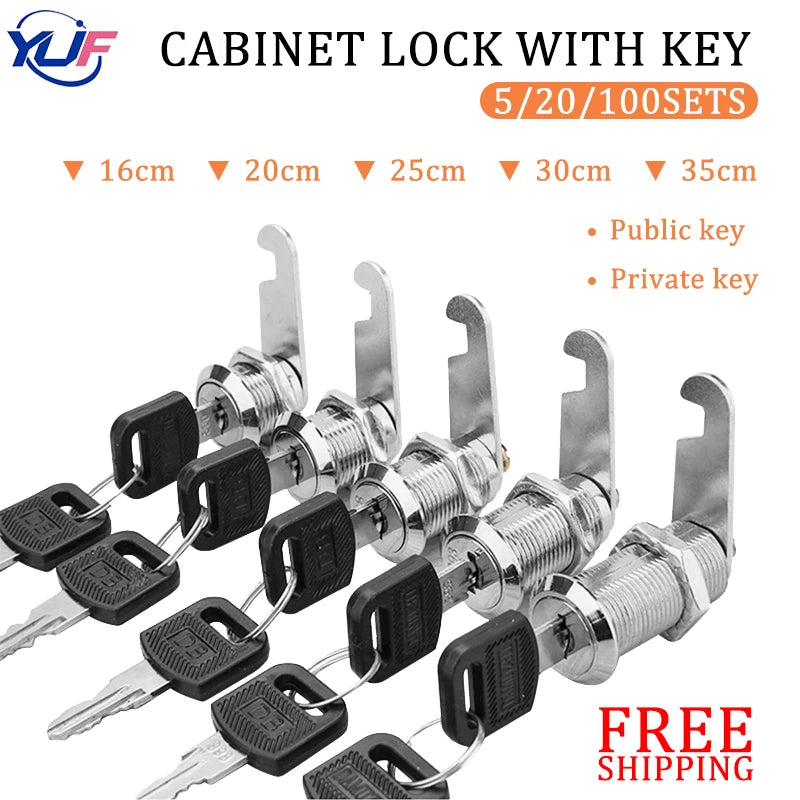 5Set Security Lock Metal Cylinder Cabinet Locker Cam Lock With Keys Security Mailbox Lock Drawer 16mm/20MM/25MM/30MM