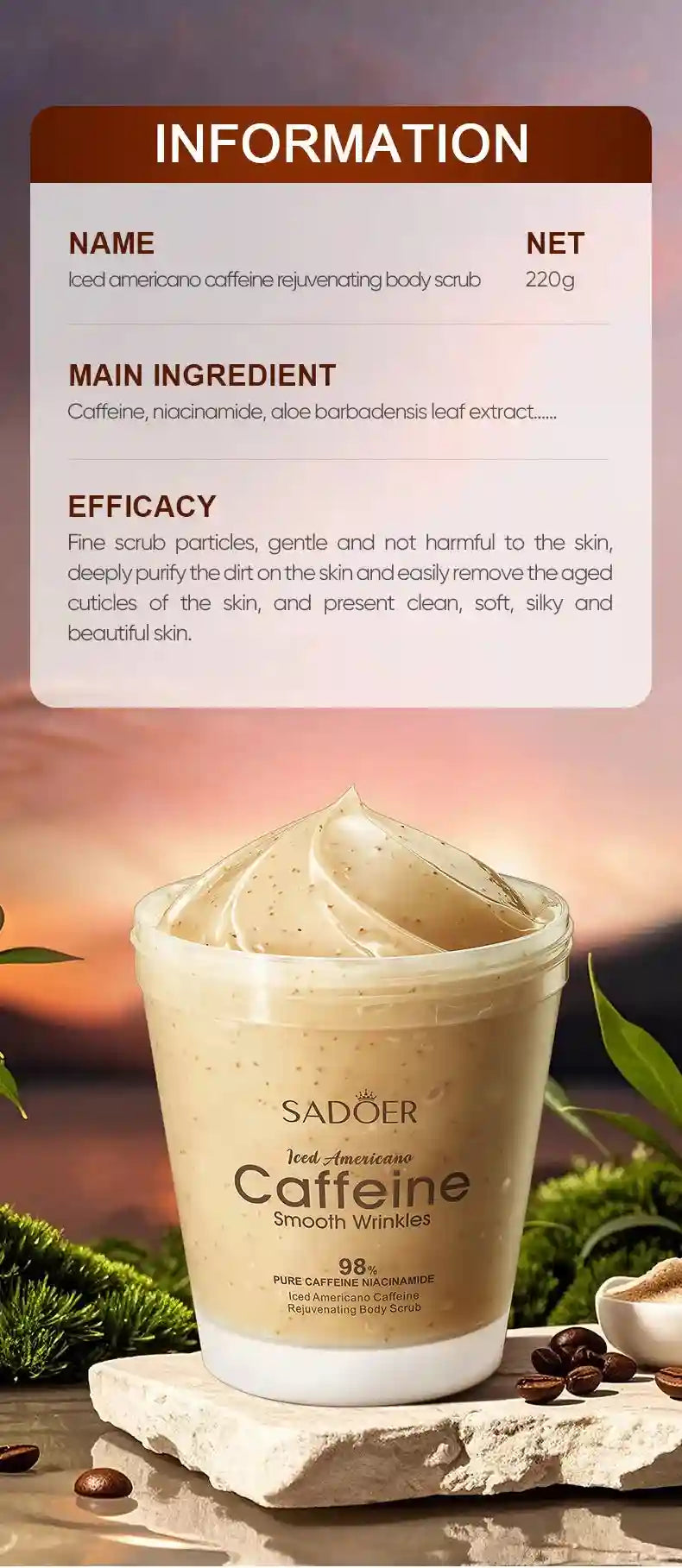 Iced American Coffee Body Scrub – Professional 220g Exfoliating Treatment Scrubs Treatments Tidesmit