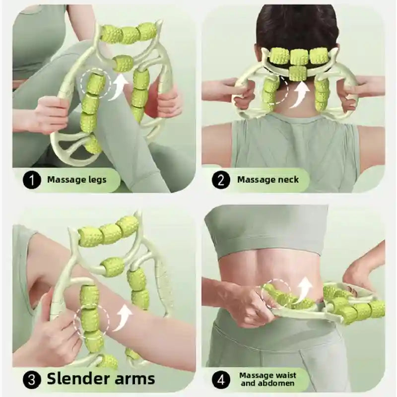Leg Slimming Massage Roller – 12 Wheel Manual Deep Tissue Tool Massage Roller Tidesmit