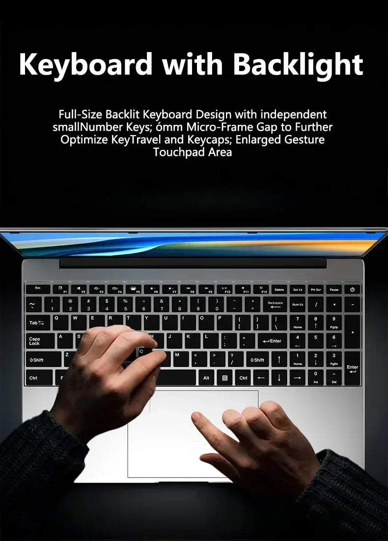 15.6 Inch Ultra Slim Windows 11 Laptop Computer 32GB RAM 512GB 1TB SSD Intel i9 9900 Notebook Gamer 1920x1080 Office PC Max Pro
