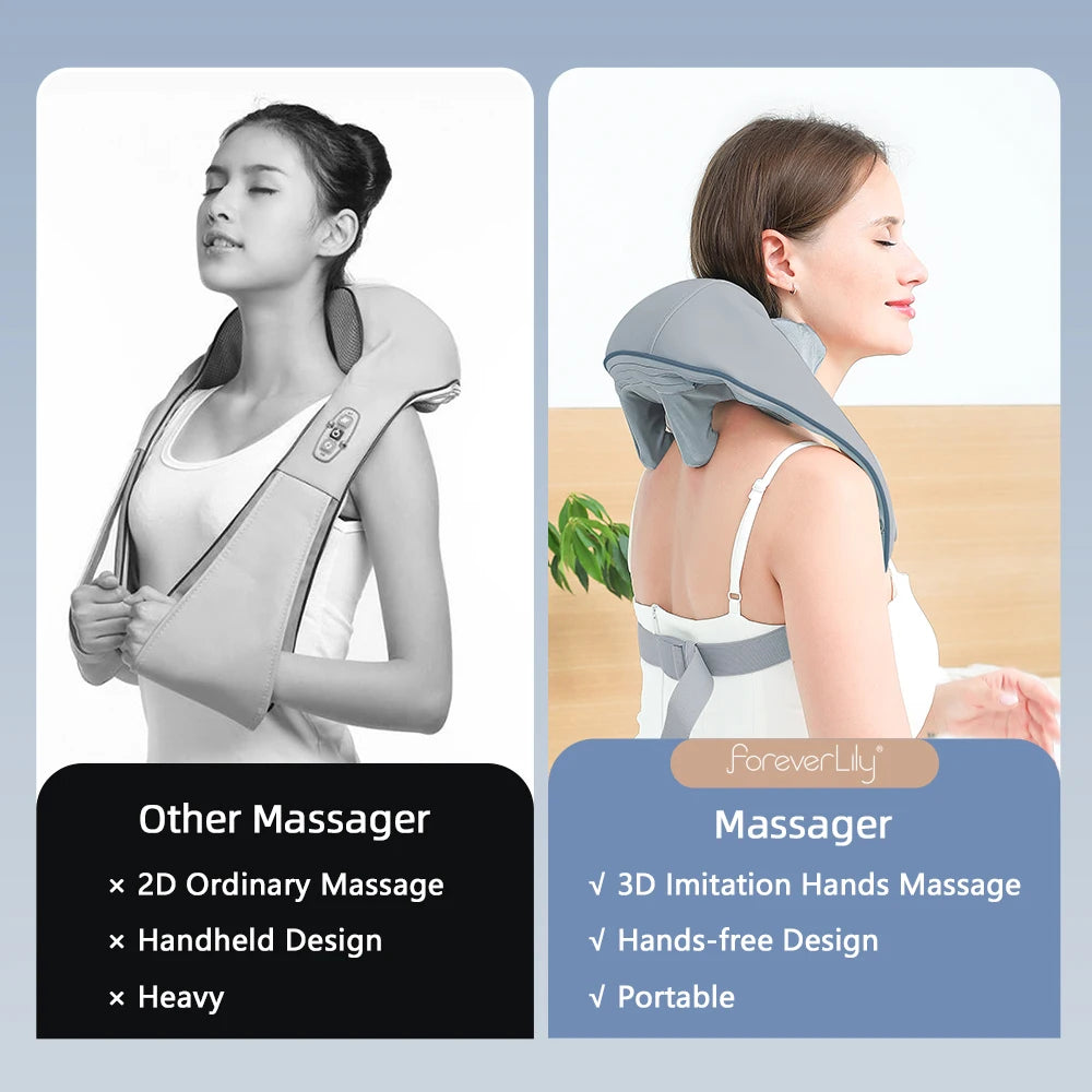 Electric Neck and Shoulder Massager - Cordless Deep Tissue Heat Therapy Body Shaping Massage Equipment Tidesmit