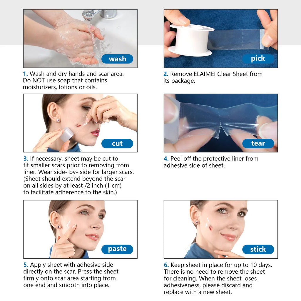 1/2 Roll Invisible Silicone Scar Sheets , 2.5cm X 150cm, Self-Adhesive Scar Cover Tape Reusable and Effective Skin Care Strips