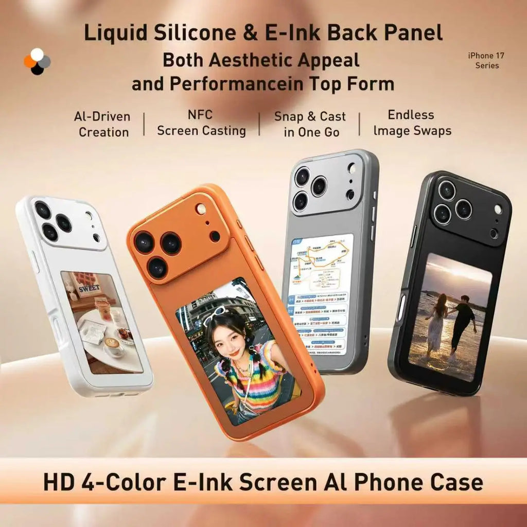 NFC E-Ink Phone Case for iPhone 17 Pro Max with Shock-Absorbing Frame Tidesmit