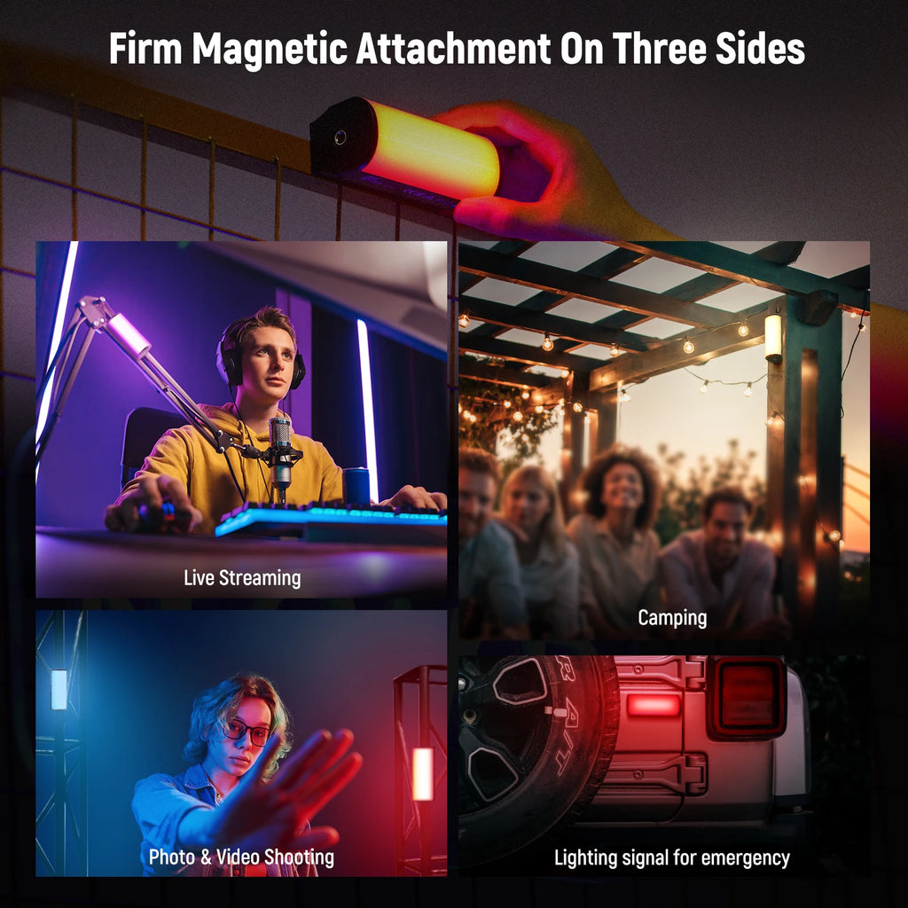 Magnetic LED Video Light Wand - Portable RGB Stick for Content Creation Tidesmit