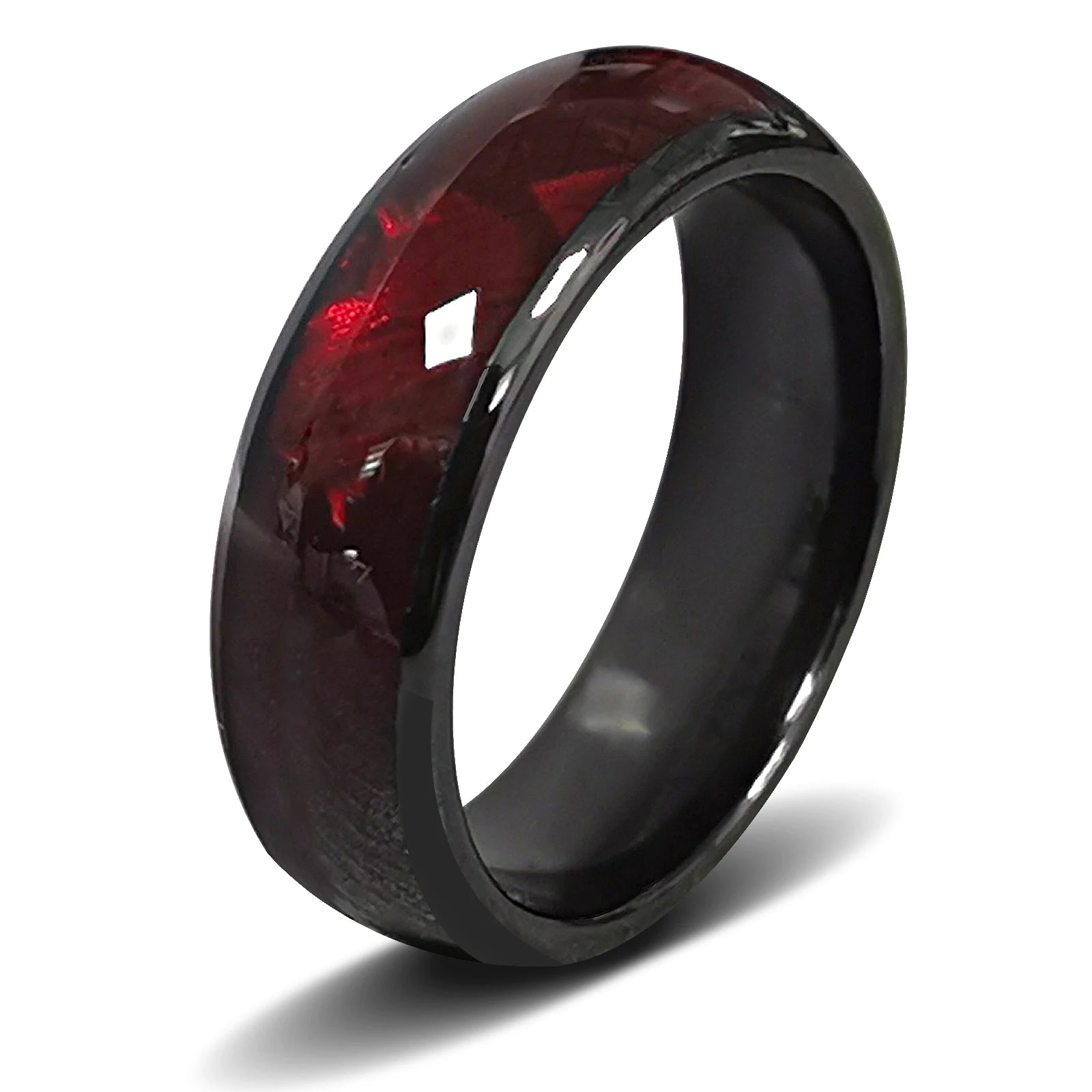 NFC Programmable Ceramic Smart Health Ring - 888 Bytes Waterproof RED US SIZE 8 Tidesmit