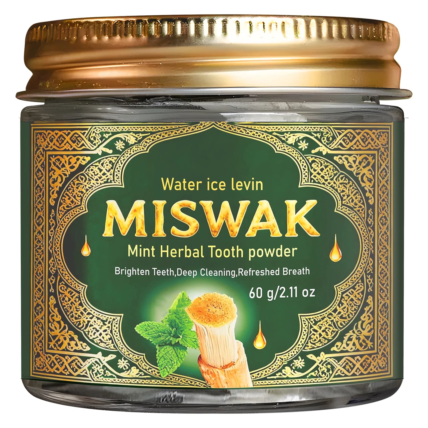 Tidesmit Miswak Mint herbal tooth powder for deep cleansing and natural teeth whitening with collagen.