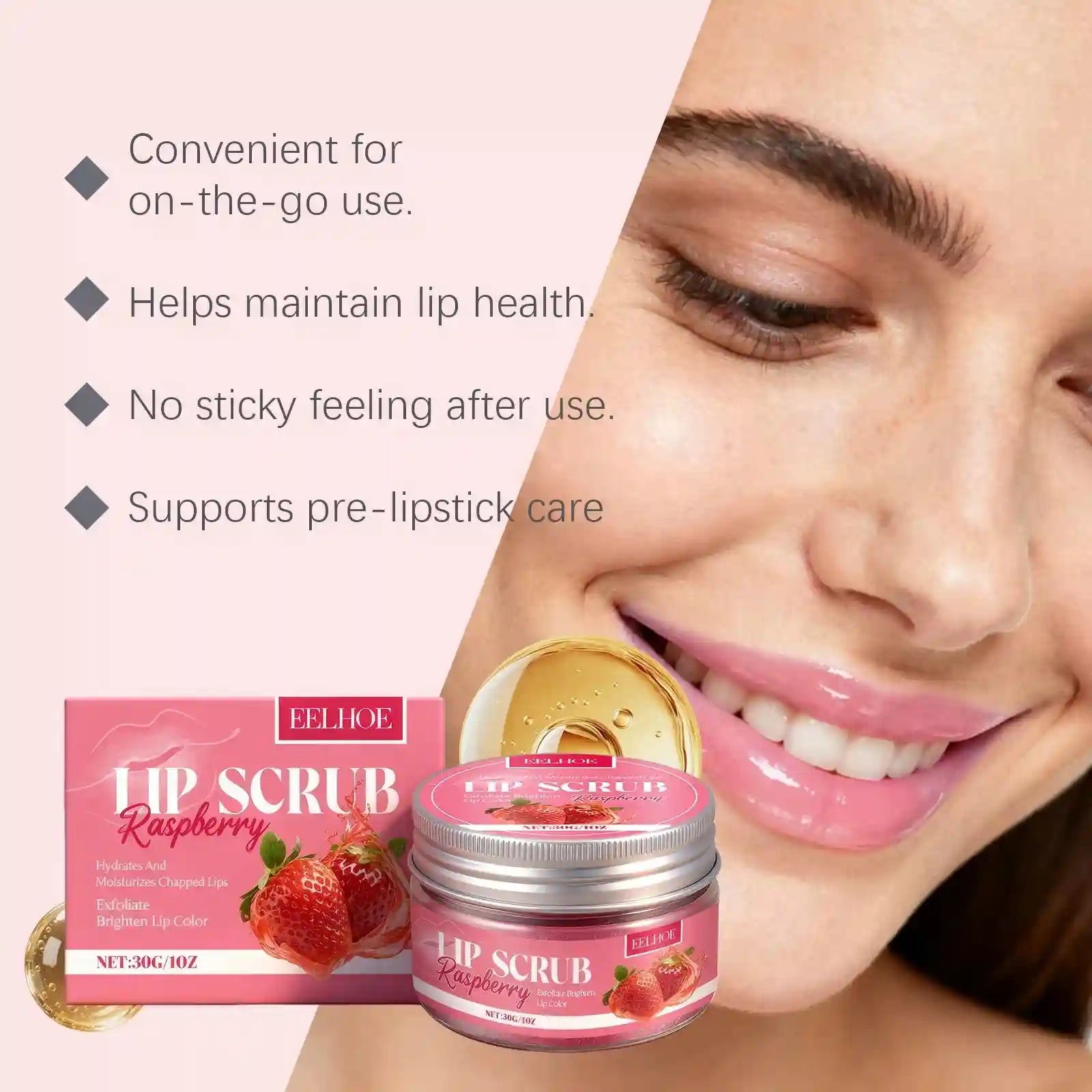 Strawberry Lip Scrub Exfoliating Balm | Moisturizing Lip Care 30g Lip Care Tidesmit