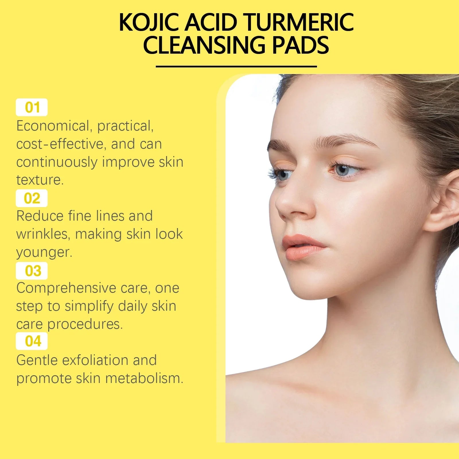 Turmeric Kojic Acid Cleansing Pads Exfoliating Pads Shrink Pores Removing Dead Skin Smooth Brightening Skin Face Cleansing