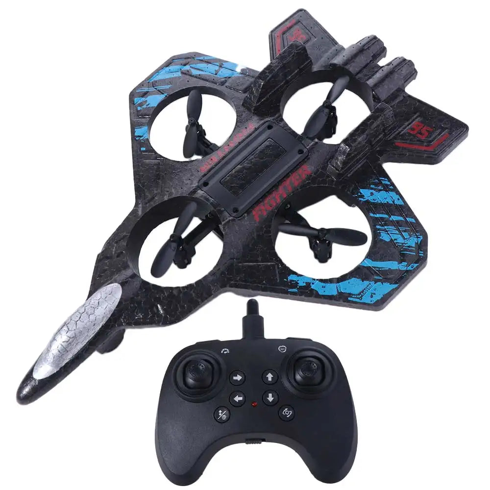 RC Foam Fighter Glider | Gravity Sensing Durable Indoor Drone Blue Tidesmit