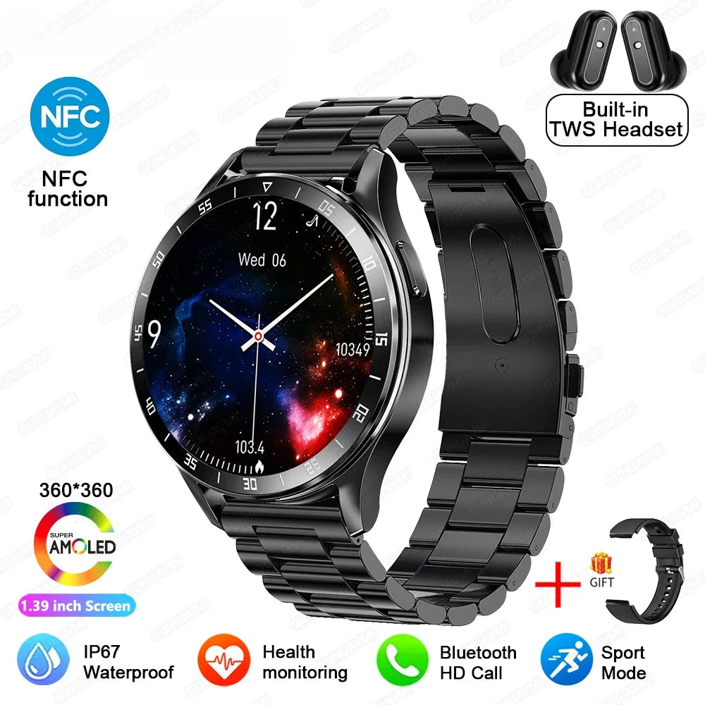 New X10 Headset Smart Watch TWS 2 in 1 Wireless Bluetooth Earphone Blood Pressure Heart Rate Testing Sport Music Smartwatch