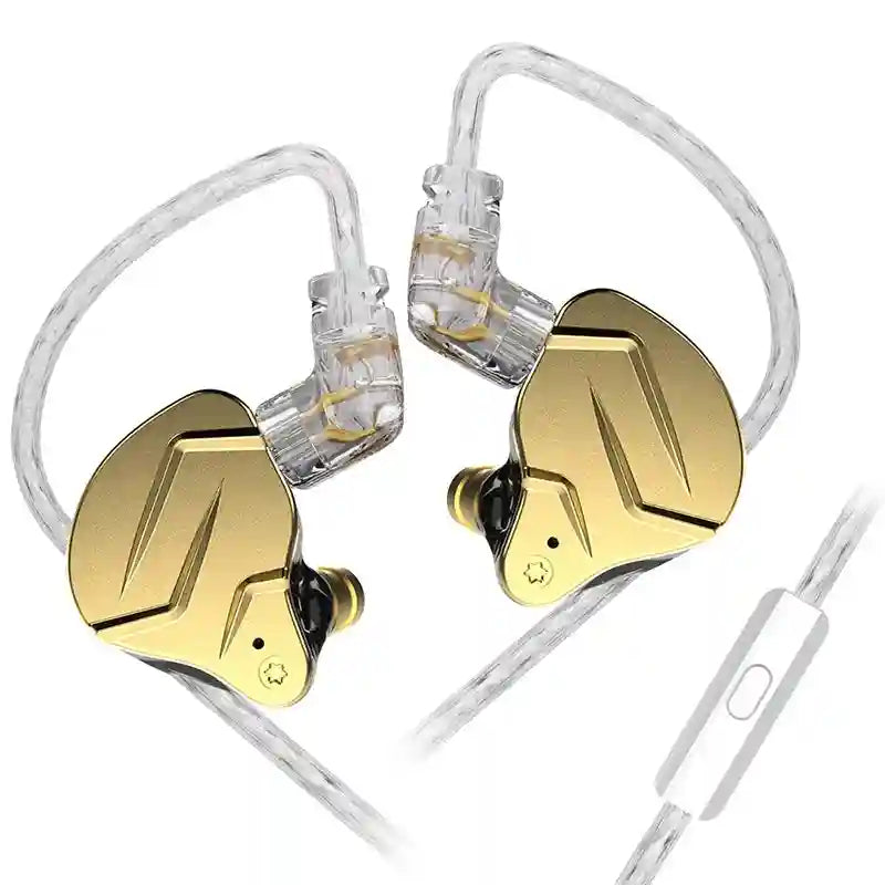 KZ ZSN Pro X Hybrid In-Ear Monitor - High-Fidelity Wired Studio Earphones Gold MIC Tidesmit