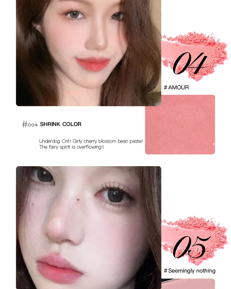 Tidesmit monochrome matte blusher palette showing soft silky texture and natural low saturation nude cheek makeup