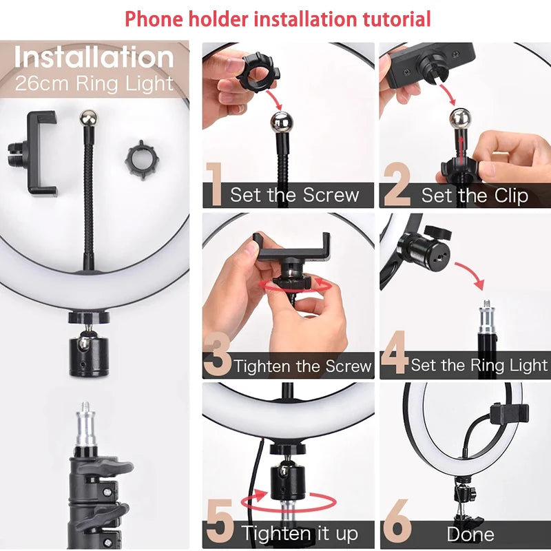 LED Ring Light With Tripod & Remote - 33cm Adjustable Studio Lamp Tidesmit