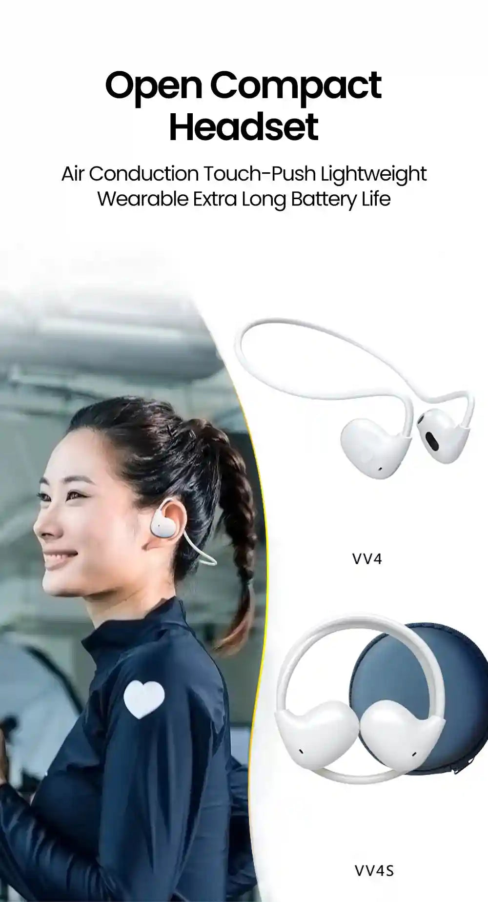 Air Conduction Wireless Sports Headphones - Open Ear Bluetooth Headset Tidesmit