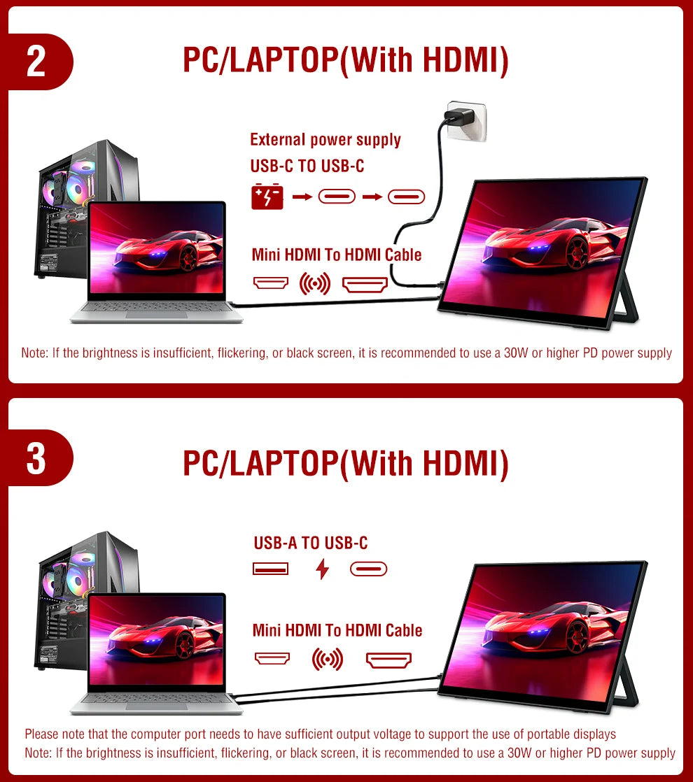 Anmite 18.5 inch Portable Touch Monitor 120Hz 100% sRGB With Screen Holder Stand For Laptop Phone Xbox PS4 PS5 Switch