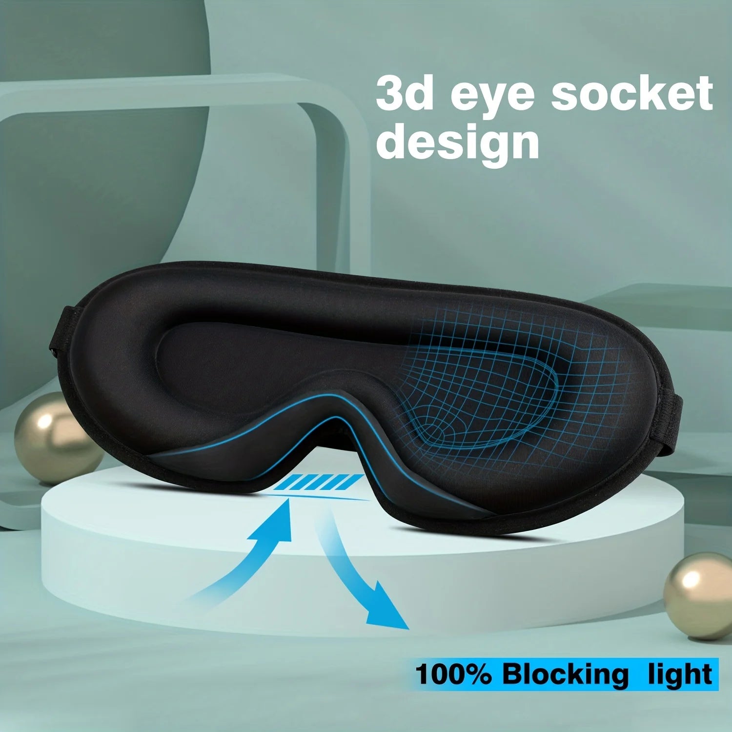 3D Sleep Mask With Noise Ear plug, Unisex Blackout, Protects Eyelashes, Adjustable Strap, Travel Plane Work Eye Mask