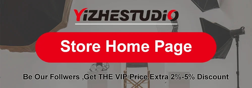 Store home page banner featuring professional photography lighting equipment and a director's chair.