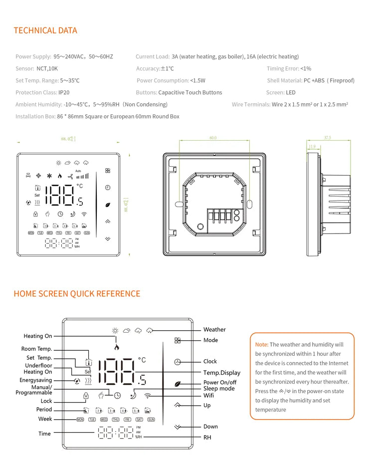 Wifi Heating Thermostat Warm Floor Gas Boiler Digital Temperature Controller 220V Tuya Smart Life Alexa Google Home Assistant