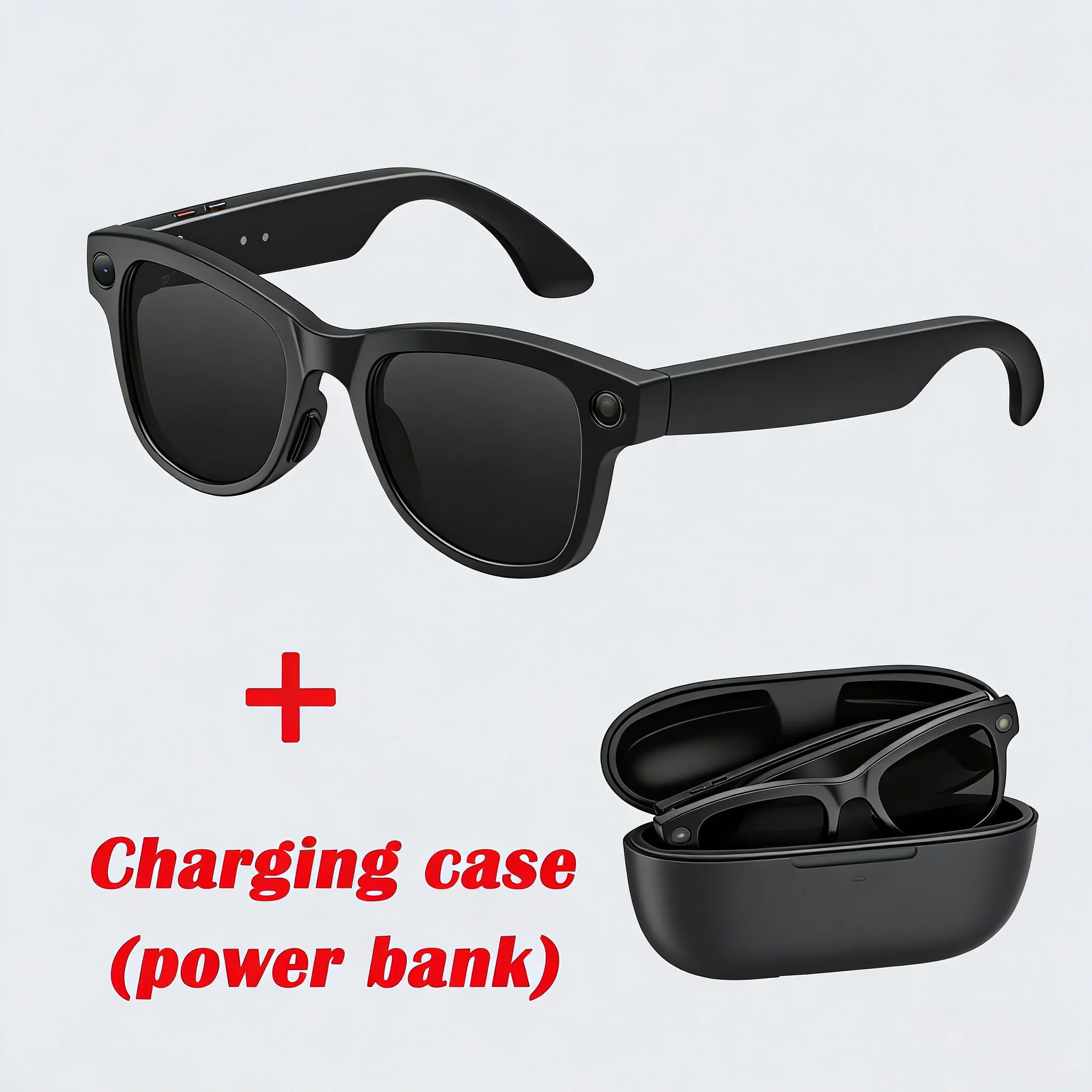 Tidesmit AI Smart Glasses: 4K Camera & Spatial Audio Bluetooth Eyewear black 1 Tidesmit