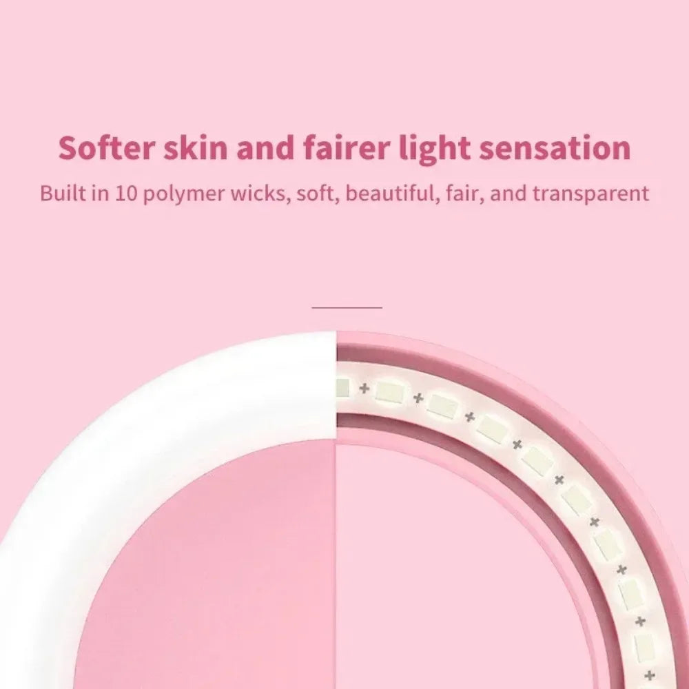 LED Selfie Ring Light, 3-Level Brightness, Portable USB Pink Tidesmit