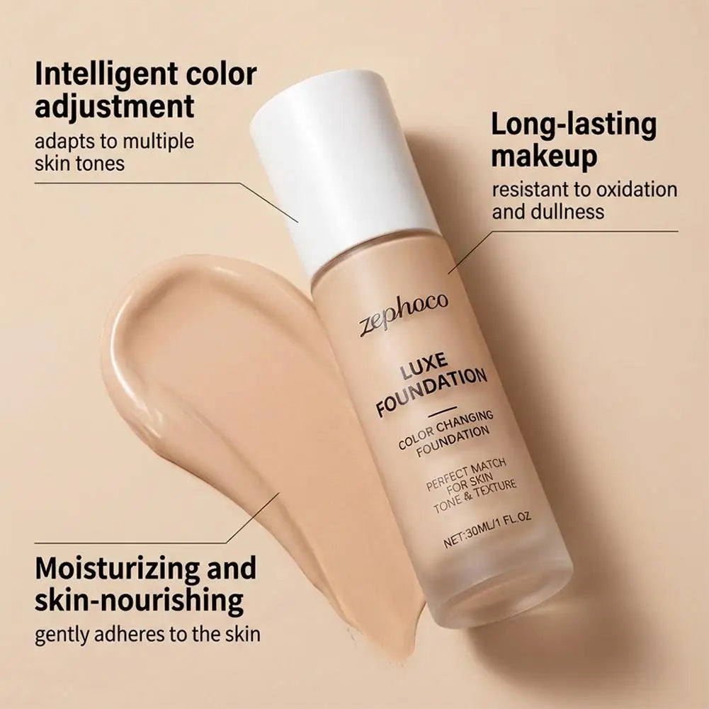 Tidesmit Zephoco Luxe thermal color changing foundation texture close-up for long lasting moisturizing base makeup