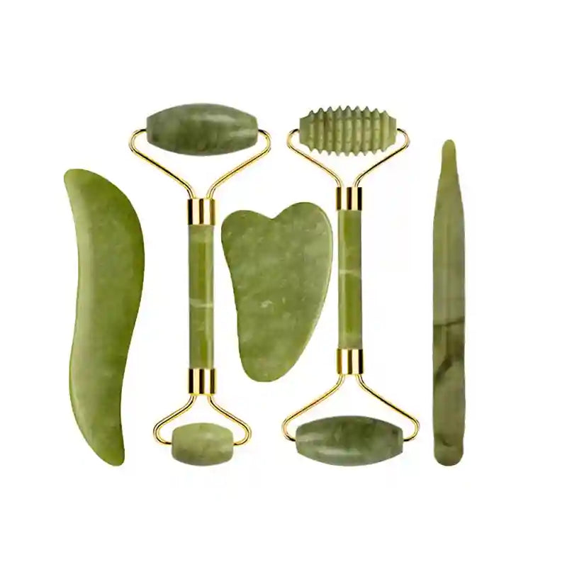 Jade Roller and Gua Sha Set: Natural Facial Massage Tool Kit Massage Roller Type 09 Tidesmit