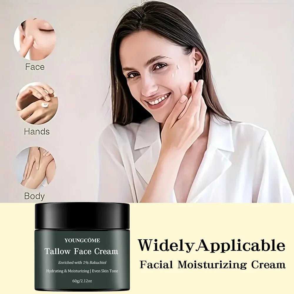  YOUNGCOME Tallow Face Cream Deep Nourish Fade Lines Anti Aging Brighten Improve Dryness Tallow Facial Moisturizing Cream